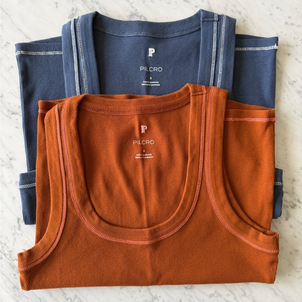 The Sunny Scoop-Neck Tank Top by Pilcro - Blue & Brown Bundle - Size SMALL - Picture 9 of 10